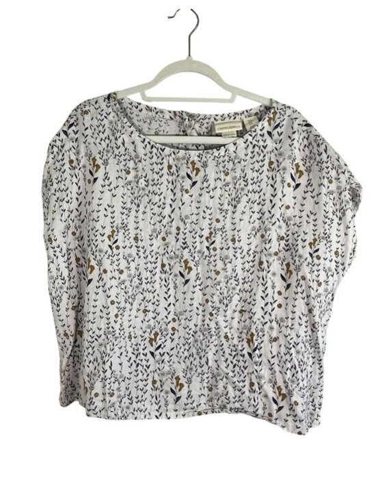 Cynthia Rowley Tops - Colorful Floral Linen Top M Boho Indie Folk Hippie Earthy Granola Chic Artsy